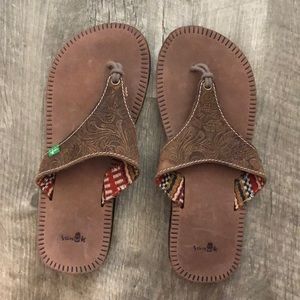 Sanuk Leather Flip-Flops